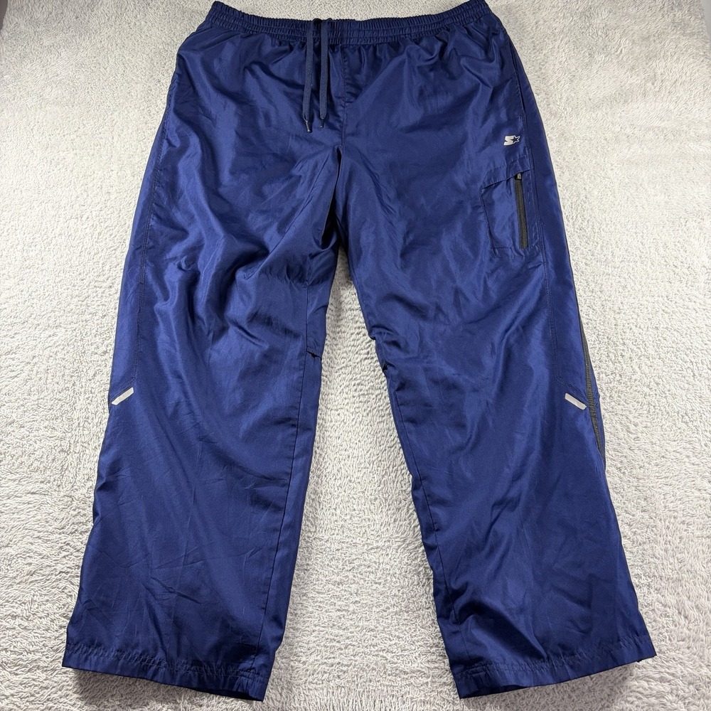 Starter Track Pants Mens Large Blue Lined Zip Ankle‎ Athletic Sports